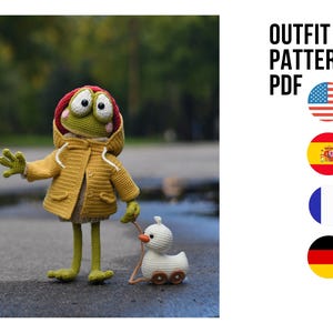 Crochet autumn raincoat outfit for froggy, PDF ENGLISH SPANISH french german crochet pattern