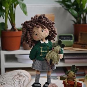 The smartest little curly witch, cute amigurumi crochet girl toy, PDF ENGLISH SPANISH pattern zdjęcie 6