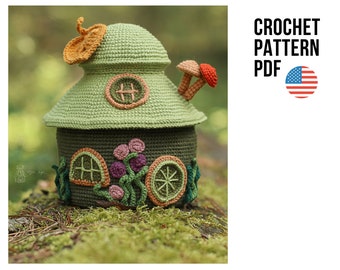 Crochet pattern forest house. Cute crochet house.