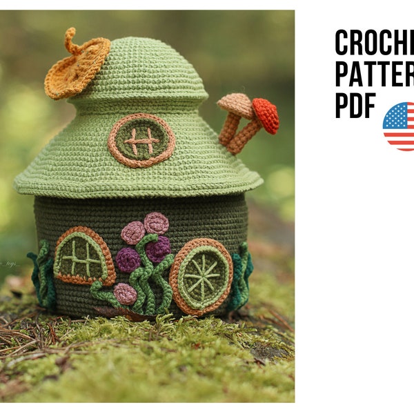 Crochet pattern forest house. Cute crochet house.