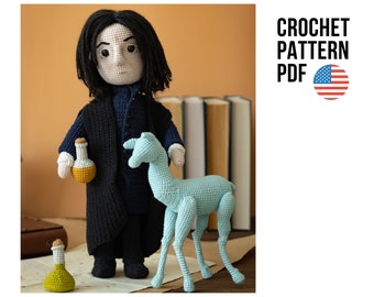 Amigurumi mignon modèle de poupée au crochet sorcier mystérieux, jouet biche pdf tutoriel anglais