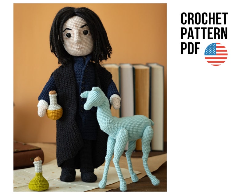 Amigurumi mignon modèle de poupée au crochet sorcier mystérieux, jouet biche pdf tutoriel anglais image 1