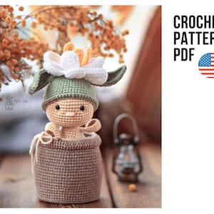 Crochet pattern cute flower in the pot. Crochet pattern home plant