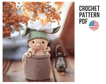 Crochet pattern cute flower in the pot. Crochet pattern home plant