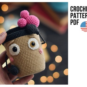 Amigurumi toy cute little cup of coffee Bubble Raf, PDF ENGLISH crochet pattern