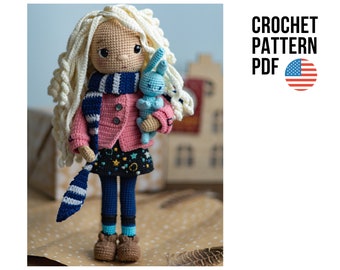 Amigurumi crochet dreamer doll pattern, amigurumi toy tutorial, PDF pattern in English