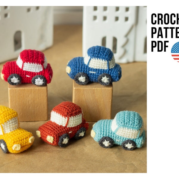 Patron de voiture amigurumi - tutoriel de petite voiture au crochet - petit modèle cadeau, modèle PDF en anglais