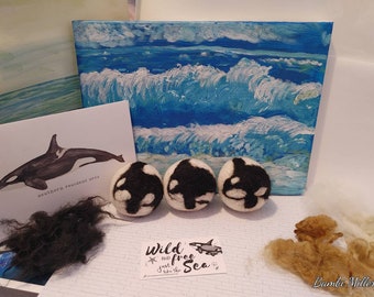 Save our Orcas wool dryer balls needle felted