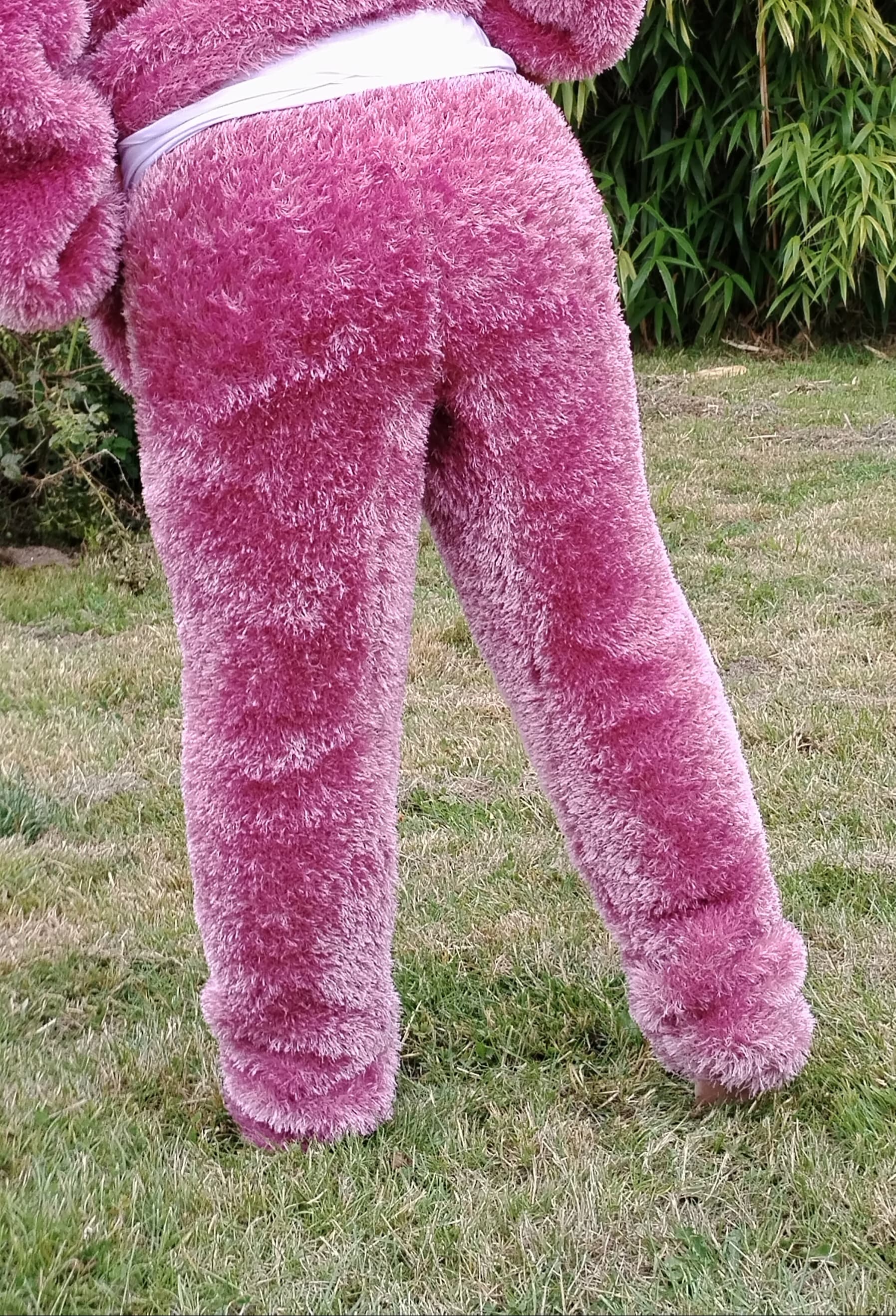 Women's Fluffy Chunky Pants Baby Pink Hand Knitted Wool Fur