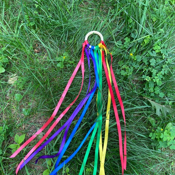 Rainbow Ribbon Hand Kite - Dance, Music, and Rhythm Wand - Dance Accessory - Customizable - Multiple Single Kites or Multi-Packs