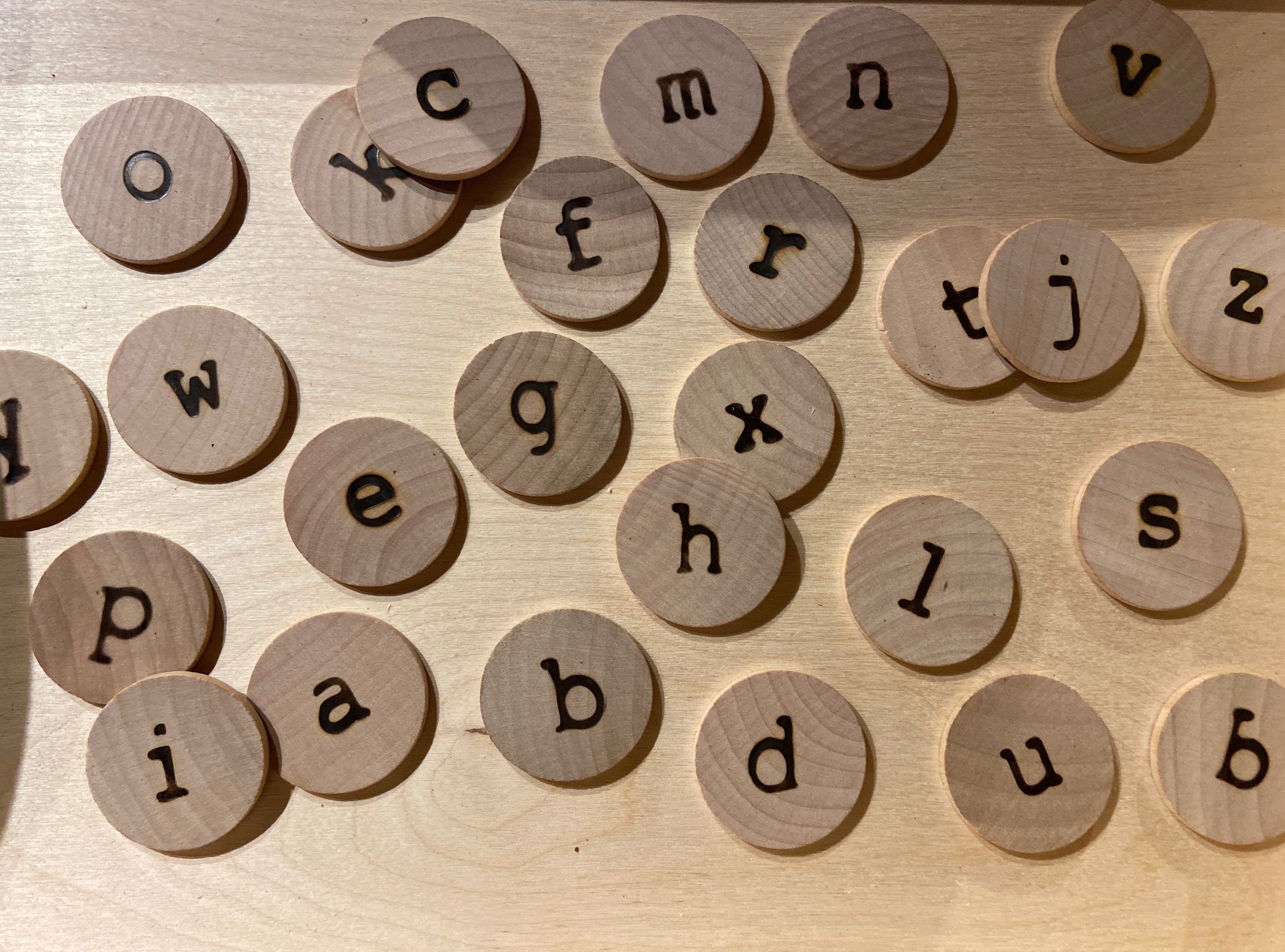Alphabet Wooden Letter Tiles Lowercase Round Wooden Tiles Etsy