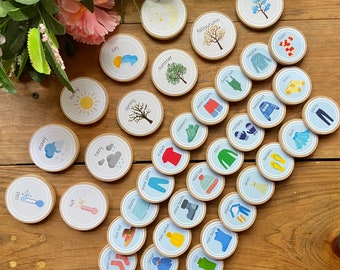 Time to Get Dressed Learning Tokens + Magnets - Classify Clothing -Set of 35 - Preschool -Montessori, Charlotte Mason, Homeschool Materials