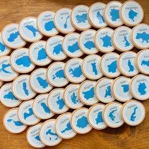 Wooden European Countries Tokens + Magnets for Learning 44 European Countries - Homeschool Geography - Montessori, Opt. Memory Game