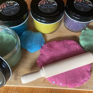 Glittery Mountain Dough - Buttery-Soft Organic Dough - Single Jars or 5 Pack - Pink, Blue, Yellow, Purple, & Green - Organic Dye - 4oz Jars