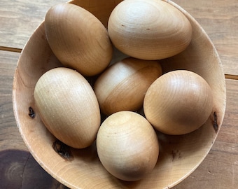 Naturally-Sealed Sanded Wooden Eggs - Sets of 6 and 12 - Laying Eggs for  Chickens - Kitchen and Home Decor - Farmhouse Decor