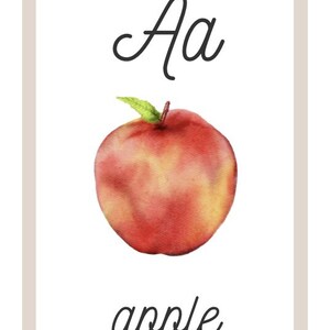 Cartões de alfabeto cursivos com tema da natureza - Materiais inspirados na natureza em estilo aquarela - Aprendendo o alfabeto - Jardim de infância/Pré-escola, educação domiciliar