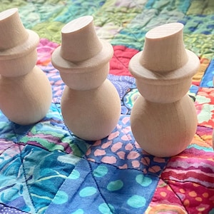 Miniature Wooden Snowmen - Add on for Sensory Tray - Sets of Peg Wooden - Ready to Decorate - Unfinished or Naturally-Sealed Birch Wood