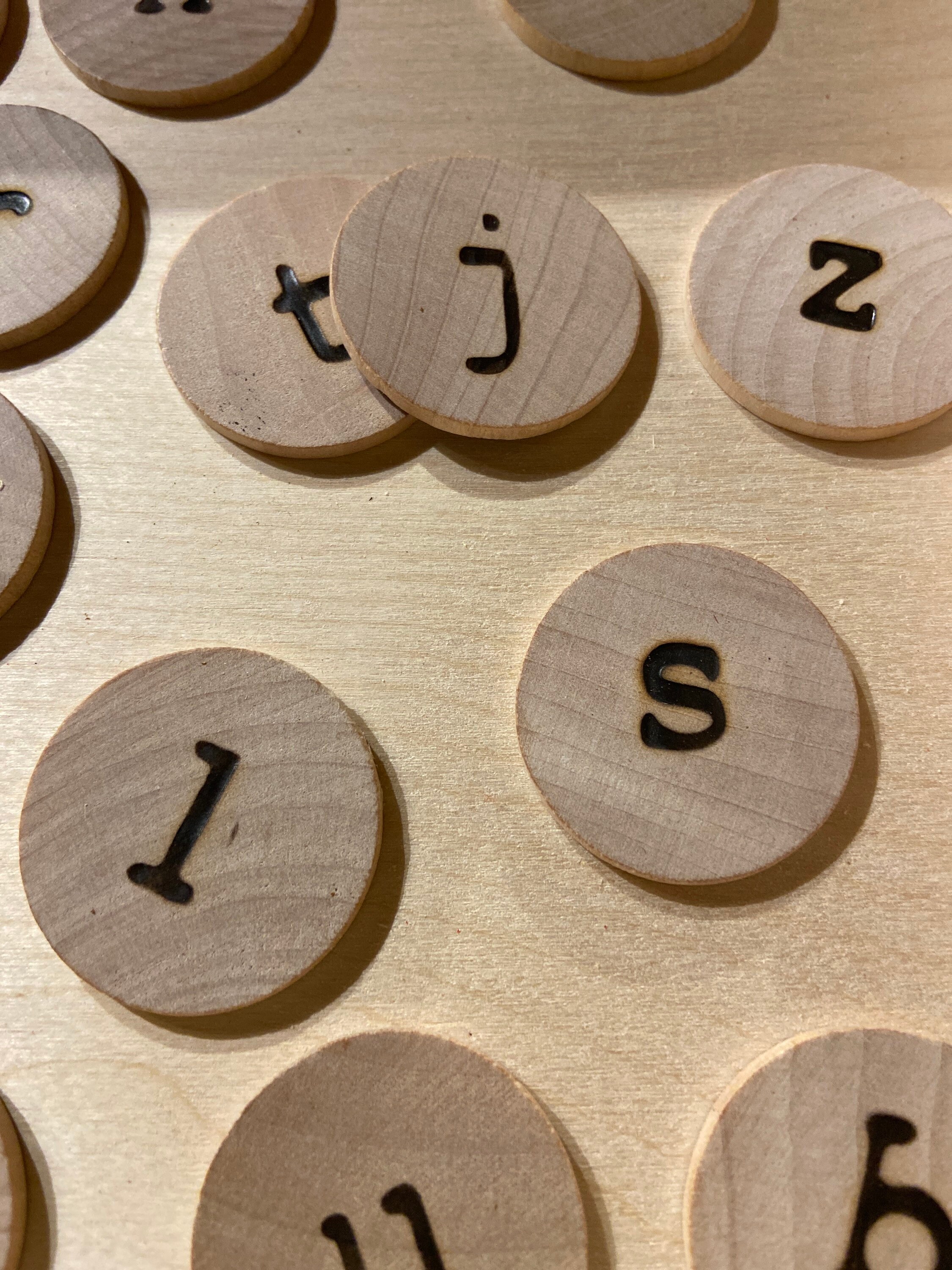 Alphabet Wooden Letter Tiles Lowercase Round Wooden Tiles | Etsy