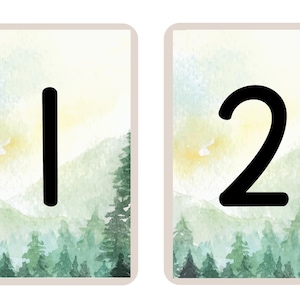 Nature-Themed Number Cards 1-20 - Watercolor-Style Flashcards - Kindergarten + Preschool Charlotte Mason Homeschool DIGITAL DOWNLOAD