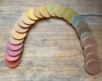 Rainbow Wooden Counting Tokens - Math Manipulative - Counting Coins - Math Tools for add/subtract/multiply/divide -  25 or 100 piece set