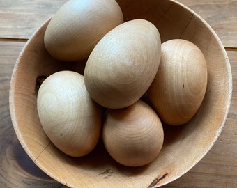 Naturally-Sealed Sanded Wooden Eggs - Sets of 6 and 12 - Laying Eggs for Chickens - Kitchen and Home Decor - Farmhouse Decor