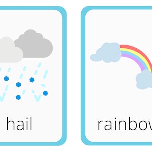 Flashcards de clima + estações - Tempo de aprendizagem da manhã - Conjunto de 20 - Educação infantil - Montessori, Charlotte Mason - DOWNLOAD DIGITAL