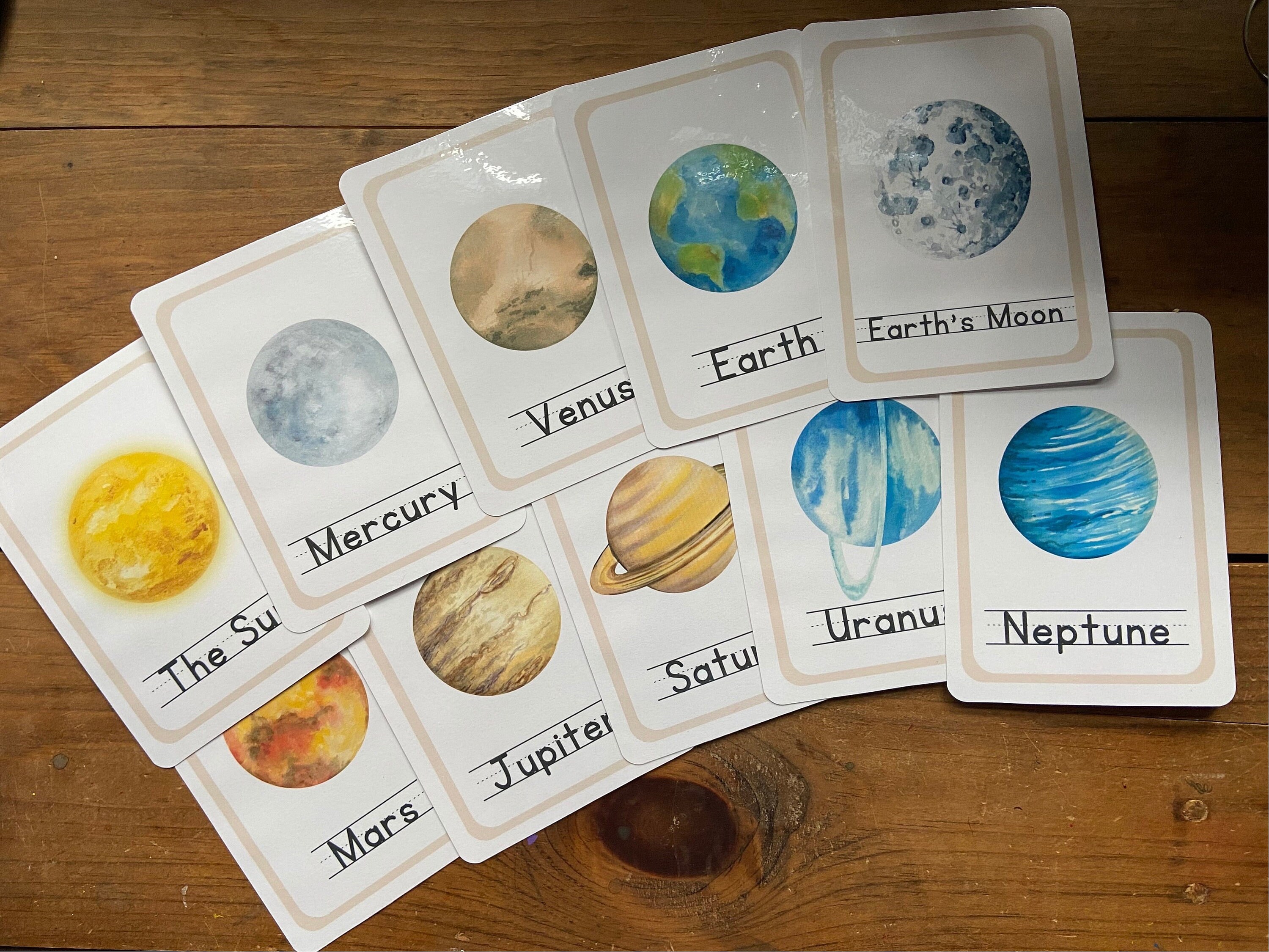 Solar System Note Creative Card Watercolor-style Solar System Cards - Materials for Learning Space ...