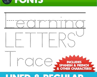 Letter Tracing Font • Tracing Font • Font for Learning Letters TRACE • Teacher Font • School Font • DOTTED