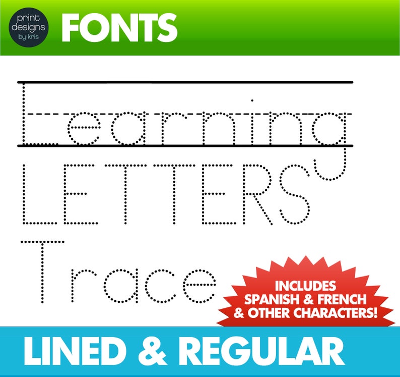 Letter Tracing Font Tracing Font Font for Learning Letters TRACE Teacher Font School Font DOTTED image 1