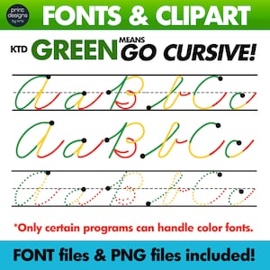 Cursive Fonts for schools: Dyslexic font assistance, KTD Green Means Go Font, Letter Tracing Font, Elementary School Font