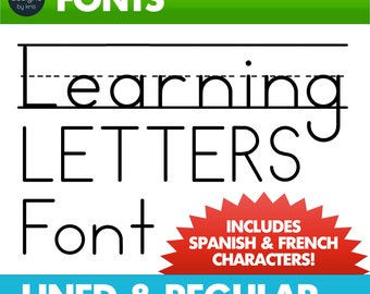 Letter Tracing Font • Tracing Font • Font for Learning Letters SOLID • Teacher Font • School Font