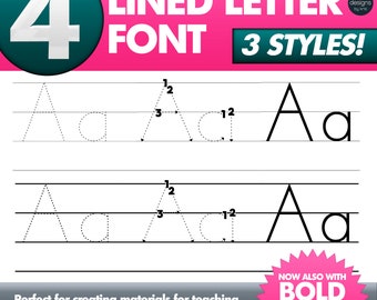 Four Lined Alphabet Letter Tracing Font • Teaching English in CHINA • Teacher Font • School Font • Tracing Font