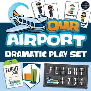 Airport Dramatic Play Set - for Preschool, Kindergarten, First Grade - Dress Up Play Area for School or Home