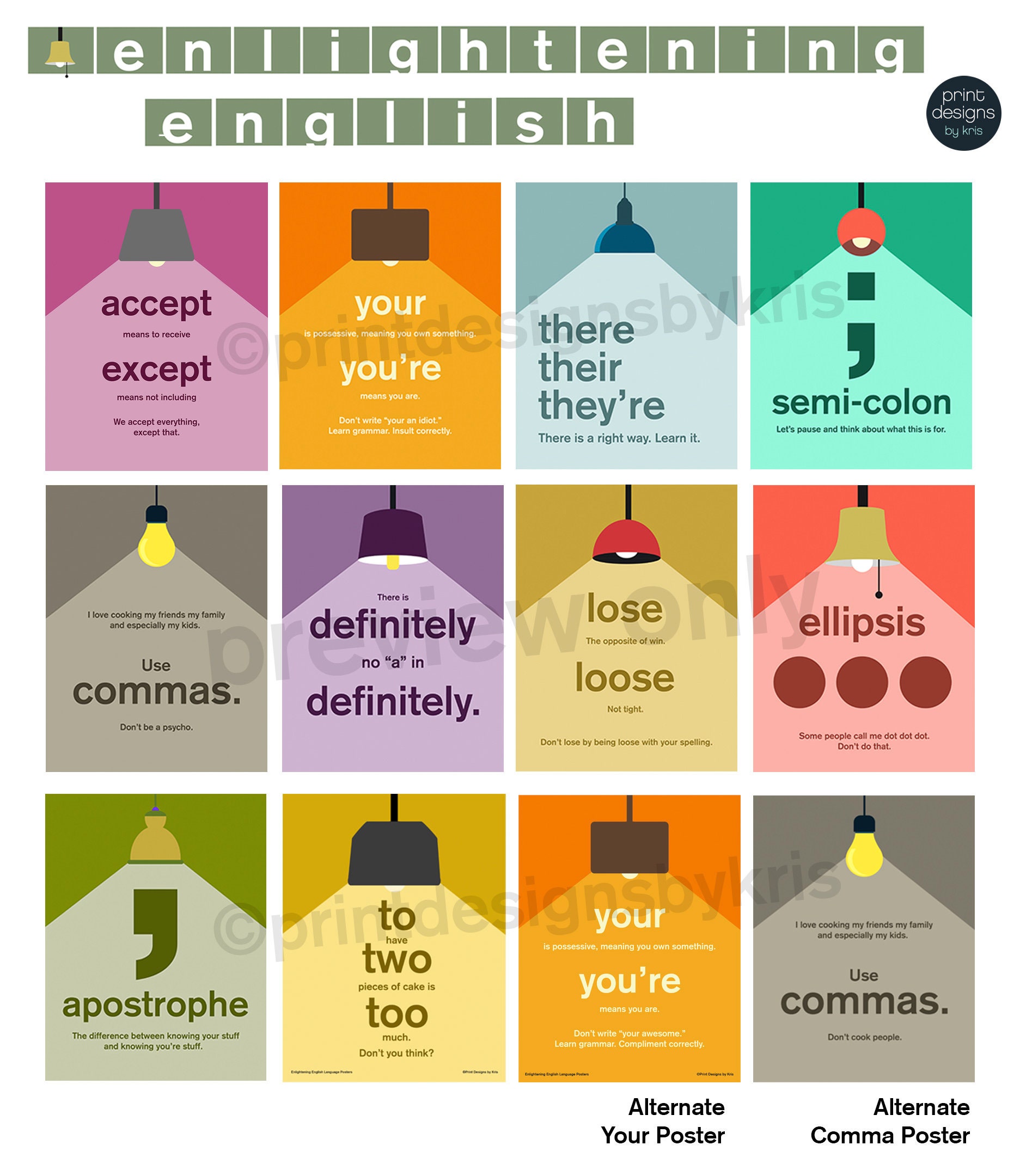 High School Posters Middle School Posters English Grammar Etsy UK