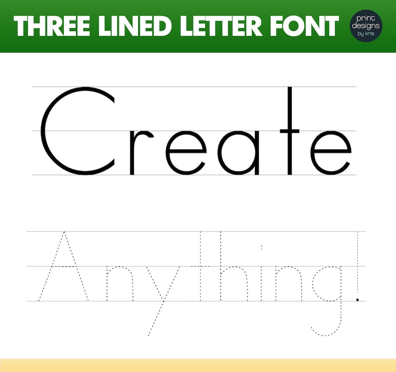 May include: A worksheet with the word "Create" written in a three-lined font. Below the word is a dotted outline of the word "Anything!" for tracing.
