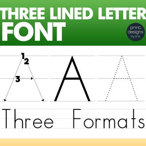 May include: A black and white image showing three different formats for writing the letter A. The first format shows the letter A written on three lines with numbers indicating the order of the strokes. The second format shows the letter A written in a standard font. The third format shows the letter A written with dashed lines as a guide for tracing.