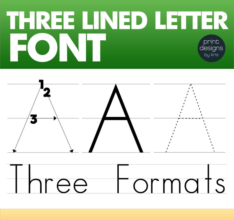 May include: A black and white image showing three different formats for writing the letter A. The first format shows the letter A written on three lines with numbers indicating the order of the strokes. The second format shows the letter A written in a standard font. The third format shows the letter A written with dashed lines as a guide for tracing.