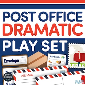 Dramatic Play Post Office for Preschool, Kindergarten, First Grade - Dress Up Play Area for School or Home