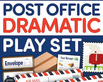 Dramatic Play Post Office for Preschool, Kindergarten, First Grade - Dress Up Play Area for School or Home