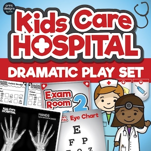 Dramatic Play Hospital - Doctor for Preschool, Kindergarten, First Grade - Dress Up Play Area for School or Home