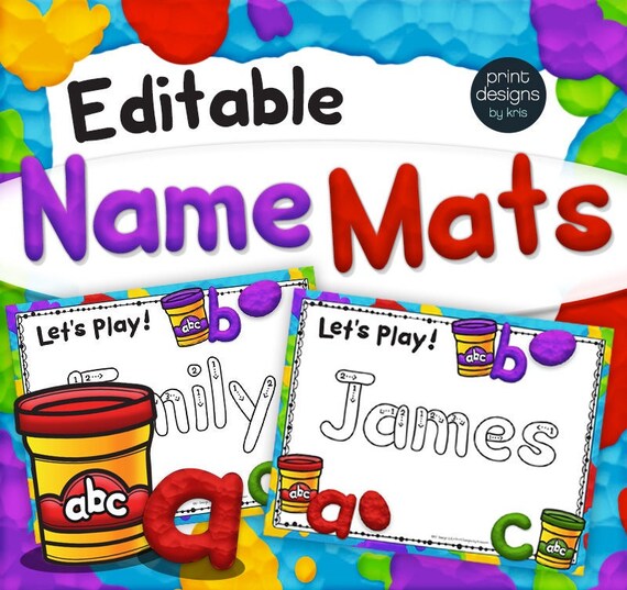 Editable Playdoh Name Mats Play Dough Kindergarten Preschool Etsy