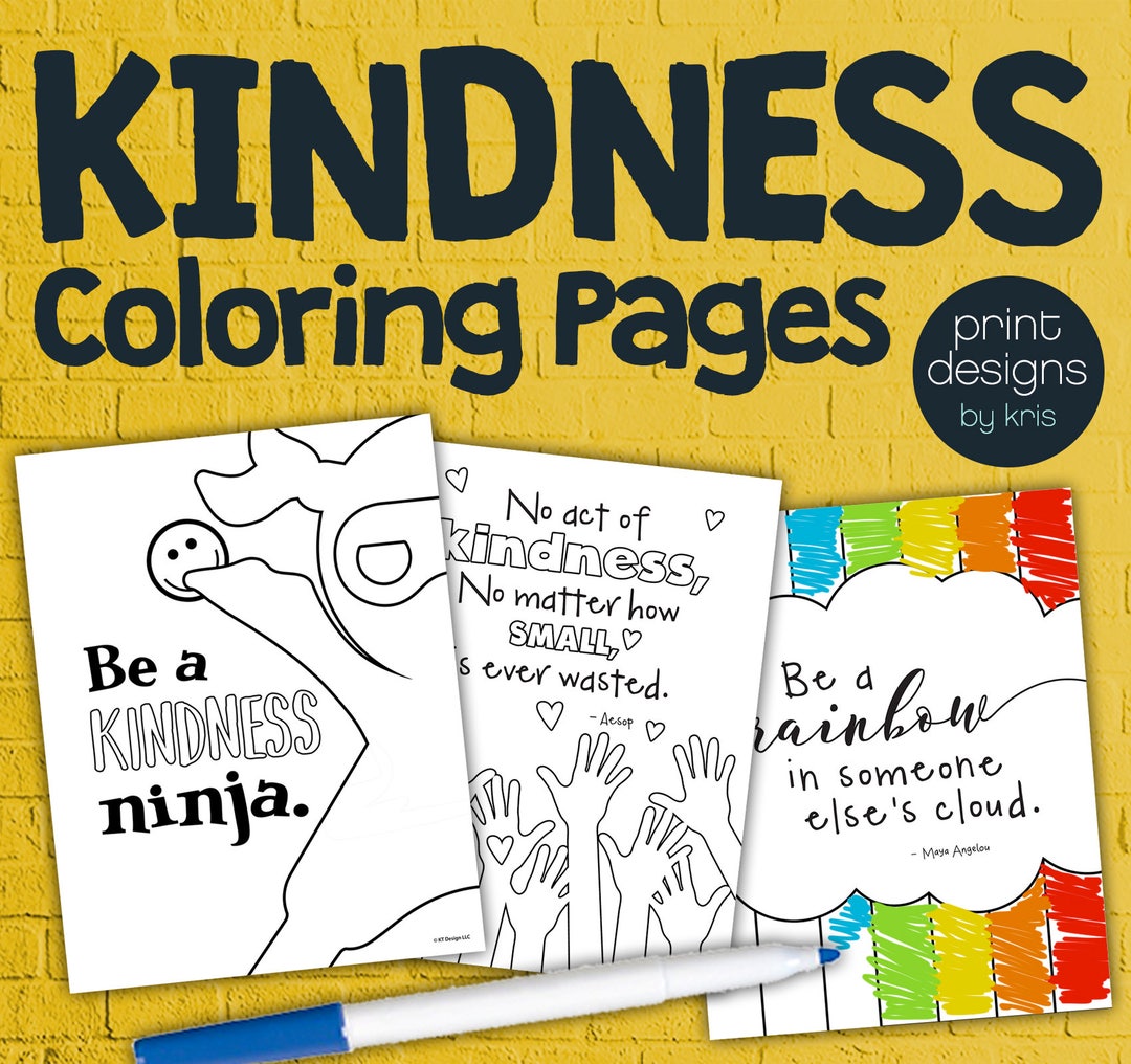 Kindness Coloring Pages Teaching Kindness Coloring Pages Etsy