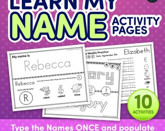 Name Activities for Preschool and Kindergarten - Teaching Activity for Teaching Names - Homeschool Name Activity