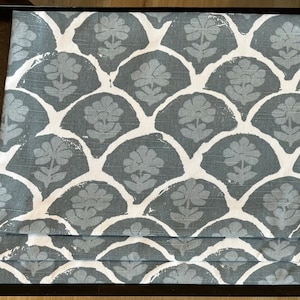 Custom Made Faux Roman Shade Valance in Blue and White Slub Print, 100% Cotton.  Fully Lined Kitchen Valance, Ready to Hang
