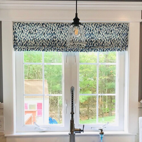 Faux Roman Shade Valance in Blue Coral Reef Print Custom Made Etsy