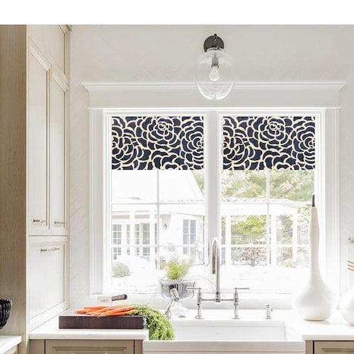 Straight Custom Valance in Navy Blue and White or Caribbean Etsy