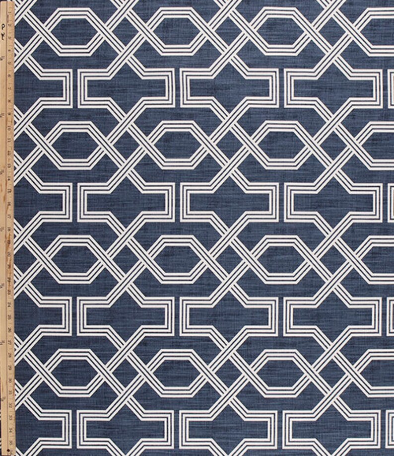 Faux Roman Shade Valance in Sapphire Blue Navy Geometric Print Etsy