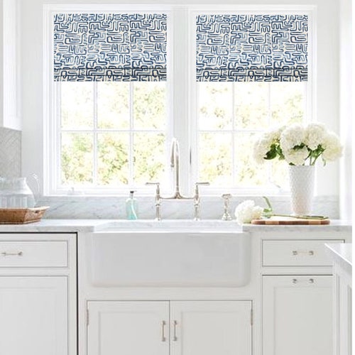 Faux Roman Shade Valance in Space Blue Print on Premium Cotton Etsy