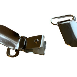 Suspender Clips in Brushed Nickel 1&quot;, Fastener Clips for Project Supplies, Metal Clasps and Clips