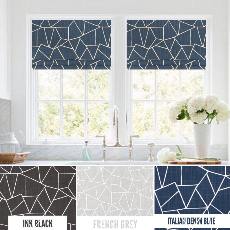 Faux Roman Shade Valance in Geometric Cut Glass Mosaic Etsy